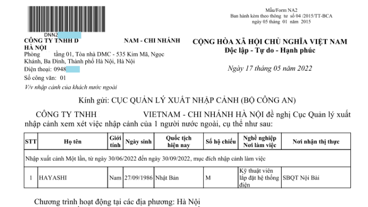 Để xin công văn nhập cảnh, đơn vị bảo lãnh cần chuẩn bị mẫu đơn NA2